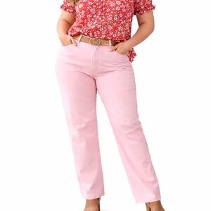 J.Crew Mid Rise Slouchy Straight Pink Denim Jeans Size 35 Relaxed Fit